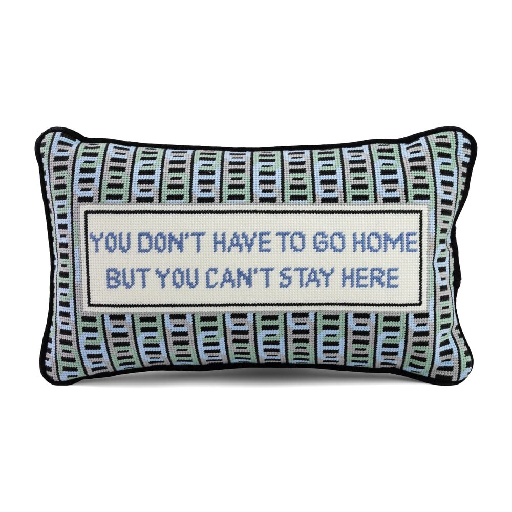 4798 Needlepoint Decorative Throw Pillow - Can't Stay Here - 9"x15" - Small